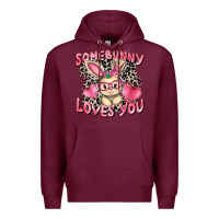 Burgundy Somebunny loves you Easter Day Premium Hoodie - CowGirlArtShop