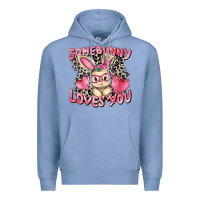 Colony Blue Somebunny loves you Easter Day Premium Hoodie - CowGirlArtShop