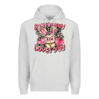 Dove Grey Somebunny loves you Easter Day Premium Hoodie - CowGirlArtShop