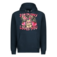 Navy Somebunny loves you Easter Day Premium Hoodie - CowGirlArtShop