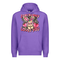 Purple Somebunny loves you Easter Day Premium Hoodie - CowGirlArtShop