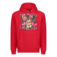 Red Somebunny loves you Easter Day Premium Hoodie - CowGirlArtShop