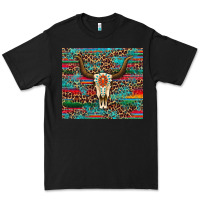 Black western serape leopard bull skull turquoise tumbler Premium Tee - Artiststas
