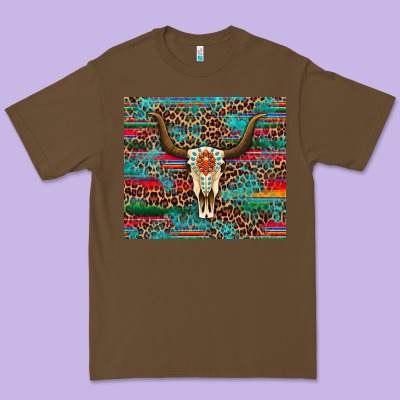 Western Serape Leopard Bull Skull Turquoise Tumbler Premium Tee Designed By Artiststas