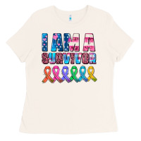 Bone i am a survivor with all cancer ribbons Ladies Tee - AdoDesignShop