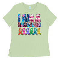 Matcha i am a survivor with all cancer ribbons Ladies Tee - AdoDesignShop