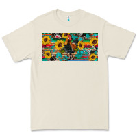 Bone western coop animals rooster sunflowers cowhide wooden serape glitter Premium Tee - Artiststas