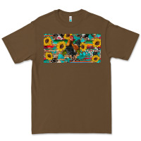 Cacao western coop animals rooster sunflowers cowhide wooden serape glitter Premium Tee - Artiststas