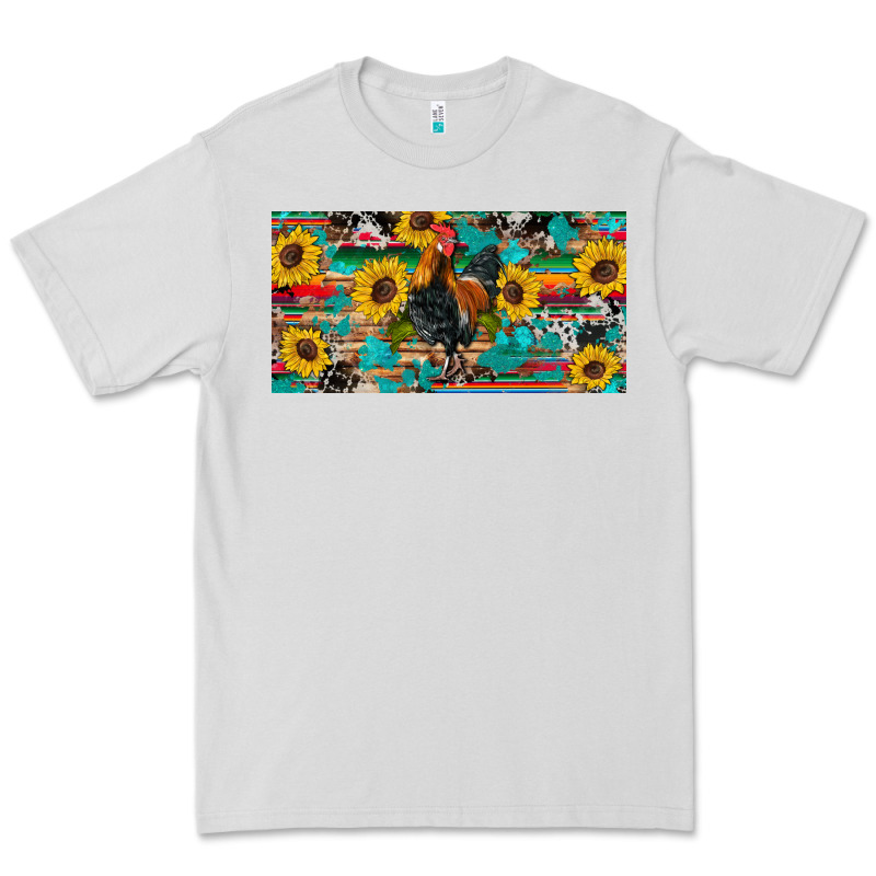 Western Coop Animals Rooster Sunflowers Cowhide Wooden Serape Glitter Premium Tee by Artiststas | Teevron