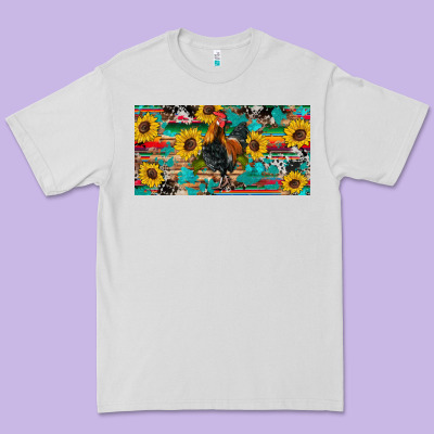 Western Coop Animals Rooster Sunflowers Cowhide Wooden Serape Glitter Premium Tee Designed By Artiststas
