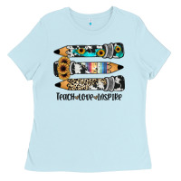 Baby Blue western pencils teach love inspire Ladies Tee - JahusDesignShop