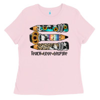 Bubblegum Pink western pencils teach love inspire Ladies Tee - JahusDesignShop