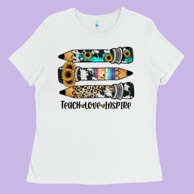 Western Pencils Teach Love Inspire Ladies Tee Designed By Jahusdesignshop