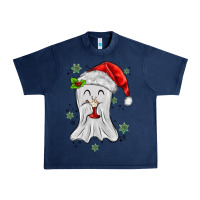 Navy merry christmas ghost Urban Heavy Tee - MaliasSmallBusiness