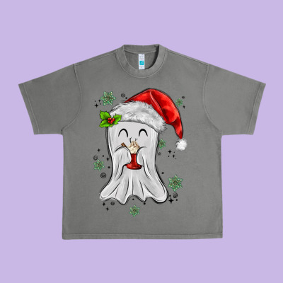 Merry Christmas Ghost Urban Heavy Tee Designed By Maliassmallbusiness