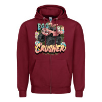 Burgundy Egg crusher Easter truck Easter Day Zipper Hoodie - HowdyJamesFarm
