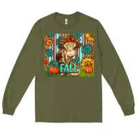 Army Green Western Fall Cow Long Sleeve Tee - LillyAllenDesigns