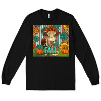 Black Western Fall Cow Long Sleeve Tee - LillyAllenDesigns
