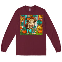 Burgundy Western Fall Cow Long Sleeve Tee - LillyAllenDesigns
