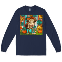 Navy Western Fall Cow Long Sleeve Tee - LillyAllenDesigns
