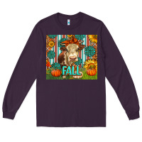 Plum Western Fall Cow Long Sleeve Tee - LillyAllenDesigns