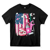 Black American flag and dental elements with teeth Heavy Core Tee - AdoDesignShop