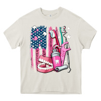 Cream American flag and dental elements with teeth Heavy Core Tee - AdoDesignShop