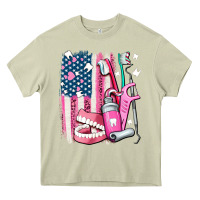 Mossy American flag and dental elements with teeth Heavy Core Tee - AdoDesignShop