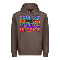 Coffee Coolest queer in town Premium Hoodie - CowGirlArtShop