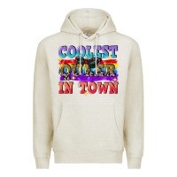 Oatmeal Heather Coolest queer in town Premium Hoodie - CowGirlArtShop