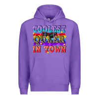 Purple Coolest queer in town Premium Hoodie - CowGirlArtShop