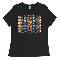 Black usa army pattern brushstroke Ladies Tee - Artiststas