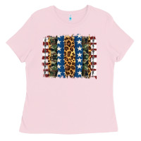 Bubblegum Pink usa army pattern brushstroke Ladies Tee - Artiststas