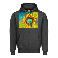 Charcoal Heather sparkling sunflower Zipper Hoodie - TumblerDesignByShophia