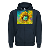 Navy sparkling sunflower Zipper Hoodie - TumblerDesignByShophia