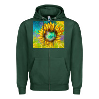 Sports Green sparkling sunflower Zipper Hoodie - TumblerDesignByShophia