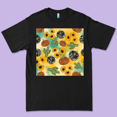 Leopard Pumpkin Cactus Sunflower Seamless Premium Tee Designed By Adodesignshop