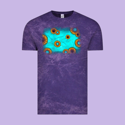 Turquoise Gemstone Sunflower Background Vintage Tee Designed By Jahusdesignshop
