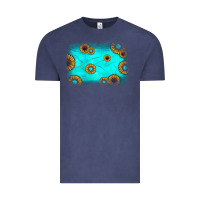 Vintage Denim turquoise gemstone sunflower background Vintage Tee - JahusDesignShop