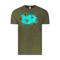 Vintage Olive turquoise gemstone sunflower background Vintage Tee - JahusDesignShop
