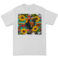 Western Coop Animals Rooster Sunflowers Cowhide Wooden Serape Glitter Premium Tee | Teevron