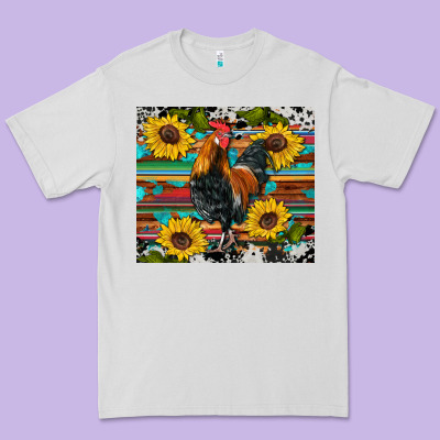 Western Coop Animals Rooster Sunflowers Cowhide Wooden Serape Glitter Premium Tee Designed By Artiststas