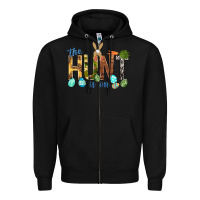 Black The hunt is on with eggs Easter Day Zipper Hoodie - HowdyJamesFarm