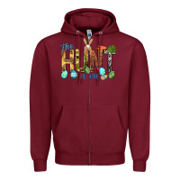 Burgundy The hunt is on with eggs Easter Day Zipper Hoodie - HowdyJamesFarm