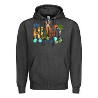 Charcoal Heather The hunt is on with eggs Easter Day Zipper Hoodie - HowdyJamesFarm