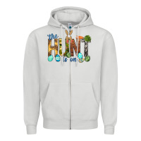 Dove Grey The hunt is on with eggs Easter Day Zipper Hoodie - HowdyJamesFarm