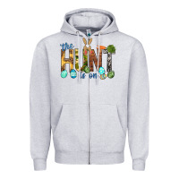 Heather Grey The hunt is on with eggs Easter Day Zipper Hoodie - HowdyJamesFarm