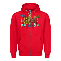 Red The hunt is on with eggs Easter Day Zipper Hoodie - HowdyJamesFarm