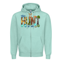 Seafoam The hunt is on with eggs Easter Day Zipper Hoodie - HowdyJamesFarm
