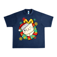 Navy Christmas wreaths cat Urban Heavy Tee - MaliasSmallBusiness